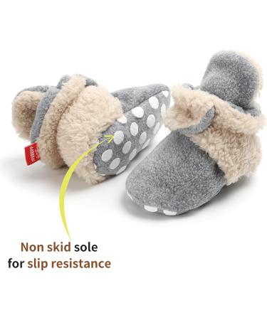 TMEOG Baby Booties Slippers | Infant Boots for First Walking | Winter Sock Crib Shoes | Boys Girls 0-18 Months | Light Grey White Furry - Buy Online on SooperMarket.com