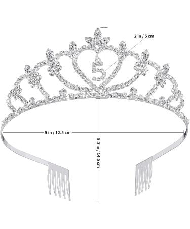 Frcolor 5th Birthday Crown Tiara for Girls | Crystal Rhinestone Princess Headband | 5 Years Old Gift - Buy Online on SooperMarket.com