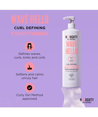 Noughty Wave Hello Curl Defining Conditioner - 97% Natural Sulfate-Free Vegan Formula with Seaweed & Avocado Oil for Curly Hair - 1L - Buy Online on SooperMarket.com