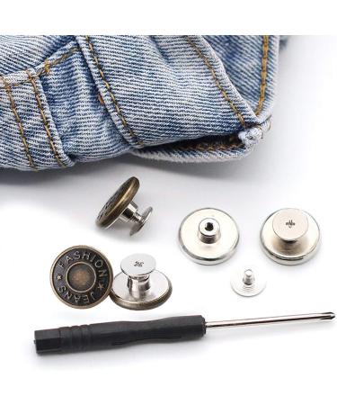 GIYOMI 20mm No Sewing Jeans Buttons Replacement Kit - 12 Sets Metal Buttons Repair Combo with Rivets and Screwdrivers | 0.79 inch - Buy Online on SooperMarket.com
