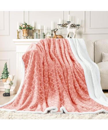 Sherpa Queen Size Pink Throw Blanket 90x90 - Cozy & Soft Fleece Blanket for Couch, Sofa, Bed - Reversible & Fluffy - Plush Brushed Finish - Buy Online on SooperMarket.com