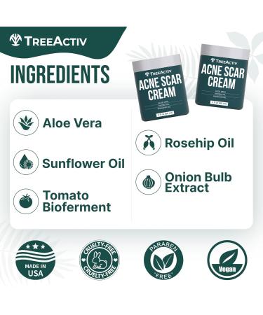 TreeActiv Acne Scar Cream - Effective Treatment for Face & Body Scars Stretch Marks 500+ Uses - All Skin Types - Buy Online on SooperMarket.com