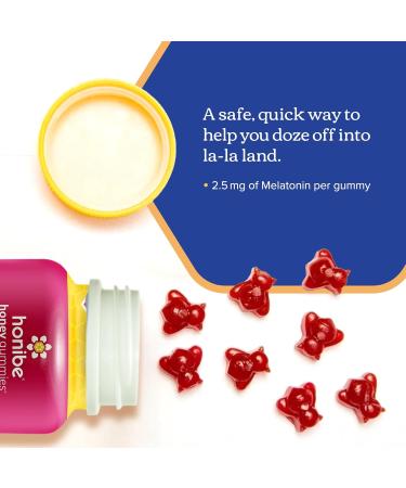 Honibe Melatonin Sleep Support Gummies | Honey-Based Gummies Made in Canada | Nighttime Sleep Aid | Natural Sleep Aid to Help Relieve Stress | Melatonin Gummies to Help Support a Healthy Sleep Aid | Sleep Gummies | 70 gummies Nutritional Supplement - Buy Online on SooperMarket.com