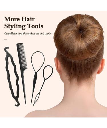 Magic Hair Bun Maker Donut 2 PCS - French Twist Styling Tool with Bobby Pins & Elastic Bands - Brown - Buy Online on SooperMarket.com