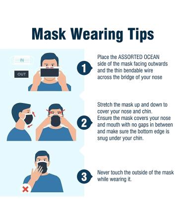 WeCare Disposable Face Mask - 50 Pack, Assorted Ocean Tone Solid Color Print Masks - 3 Ply Ocean Tones - Buy Online on SooperMarket.com
