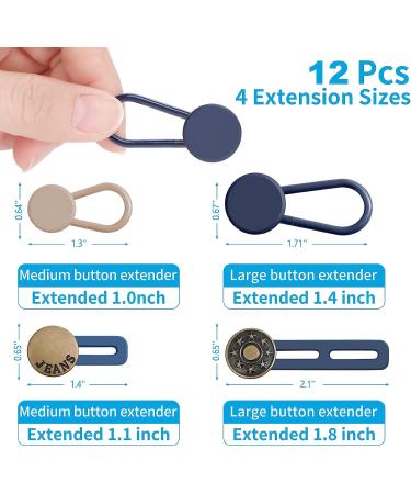 12PCS Button Extenders | Waist Extenders for Jeans & Pants | No-Sew Instant Waistband Extension | 1-1.8 Inches - Buy Online on SooperMarket.com