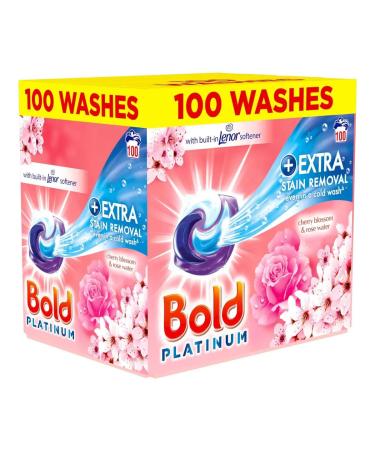 Dealz 24/7 - Bold Platinum Laundry Detergent Pods/Capsules 100 Washes - Cherry Blossom & Rose Water - Extra Stain Removal Even In a Cold Wash