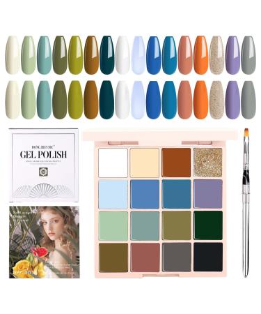 Solid gel for nails 16 colors nail polish pallet with brush solid cream gel nail polish pallet upgrade cream pudding gel polish palette nail kit gel paint nail art - valley green green