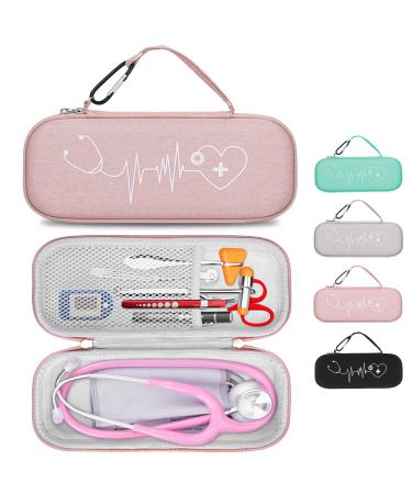 HESPLUS Stethoscope Case for 3M Littmann Classic III Lightweight II S.E Cardiology IV Diagnostic MDF Acoustica Deluxe Stethoscopes Extra Room for LED Penlight Scissors and Nurse Accessories Pink S Pink