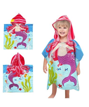 Supgomax Hooded Bathing Poncho for Kids - Cartoon Absorbent Beach Towel & Baby Hooded Towel for Swimming Shower & Mermaid Fun - Buy Online on SooperMarket.com