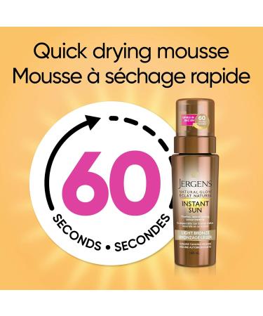 Jergens Natural Glow Instant Sun Sunless Tanning Mousse Light Bronze Self Tanner for Flawless Natural Looking Colour (2 Pack) Light Bronze Duo Pack - Buy Online on SooperMarket.com