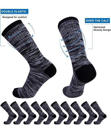 Enerwear Men's Cotton Crew Socks 10-13, 10-Pack - Moisture Wicking, Heavy Cushion, Black Heel/Grey Foot - Buy Online on SooperMarket.com