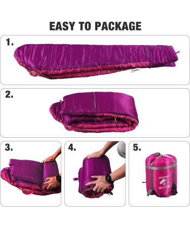 RED CAMP Kids Mummy Sleeping Bag for Camping - 3 Season Cold Weather Bag, Blue/Rose Red Pink, 2.4lbs Filling - Buy Online on SooperMarket.com