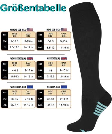 Blongw Compression Stockings for Men - 6 Pairs of Support Knee Socks for Sports Flight & Travel - XL Size - Buy Online on SooperMarket.com