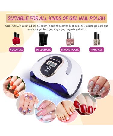 Fahani 168W LED UV Nail Lamp for Gel Polish | Professional Nail Dryer with 36 UV Lights & Infrared Sensing | 4 Timers | Includes 12 Pcs Manicure/Pedicure Set | Portable Nail Art Curing Lamp - Buy Online on SooperMarket.com
