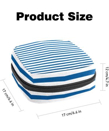 Blue & White Stripes Sanitary Napkin Storage Bag | Menstrual Cup & Nursing Pad Holder | Portable Period Pouch for Women & Teen Girls - Multi-Colored | 1Pc - Buy Online on SooperMarket.com