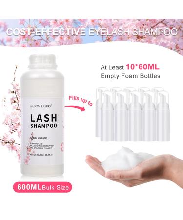 Eyelash Extension Shampoo 600ml | Paraben & Sulfate-Free Foaming Cleaner for Extensions & Natural Lashes | Cherry Blossom | Professional & Self-Use - Buy Online on SooperMarket.com