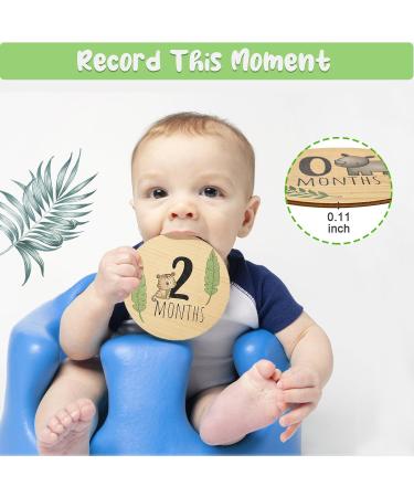 Baby Milestone Cards Set | 7 Wooden Monthly Cards & 8 Festival Stickers | Baby First Year Growth Props for Unisex | Baby Shower Gifts - Buy Online on SooperMarket.com
