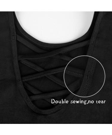 MOLLDAN Girls Dance Ballet Leotard | Short Sleeve | Criss Cross Straps | Black | Size 8-10 Years - Buy Online on SooperMarket.com