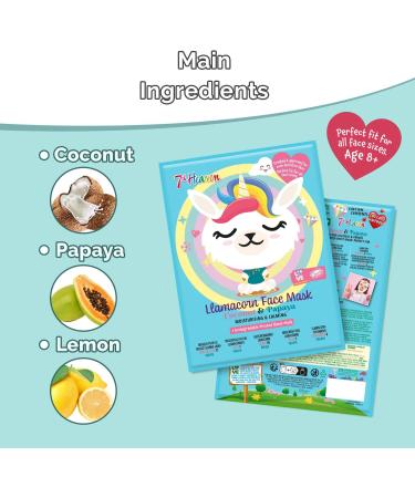 7th Heaven Llamacorn Sheet Face Mask Skincare for Kids Aged 8+ Fanciful Llama and Unicorn Mix Face Mask Sheet with Coconut & Papaya Sheet Mask to Calm Hydrate & Moisturise Skin - Buy Online on SooperMarket.com