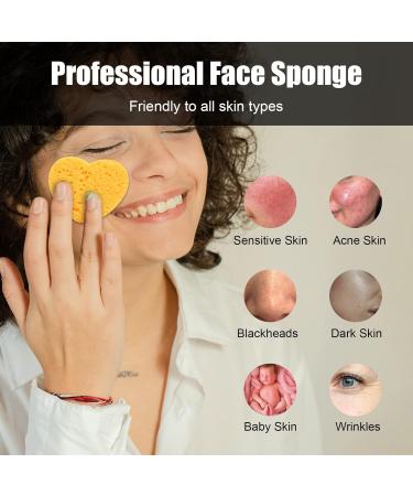 50-Count Compressed Natural Facial Sponges - Reusable Exfoliating and Makeup Removal Sponge Set with Storage Jar - Yellow - Buy Online on SooperMarket.com