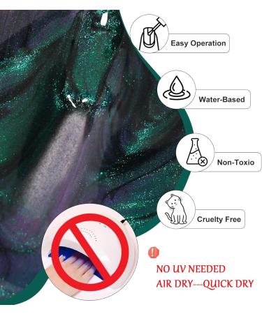 Chameleon Nail Polish - Holographic Glitter Nail Polish - Shimmer Chrome Nail Art Varnish - Quick Dry Nail Varnish - Long-lasting Nail Polish for Manicure DIY at Home - No Need Baking green - Buy Online on SooperMarket.com
