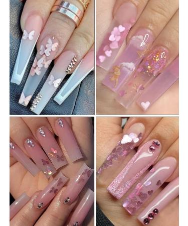 12 Grids Holographic Nail Glitter Set for Acrylic Nails - Butterfly Flower Heart Rabbit Pink Gold Sequins for Valentine's Day Nail Decoration - Buy Online on SooperMarket.com
