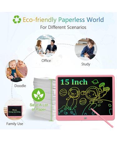 DEECAM 15-Inch Pink LCD Writing Board for Kids | Reusable Educational Tablet with Locking Function | Perfect Gifts for Boys & Girls - Buy Online on SooperMarket.com