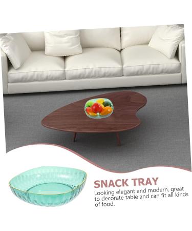 COOLHIYA Fruit Tray Glass Food Container Food Tray Terrarium nut Serving Tray Dessert Bowl Salad Bowl Counter Green 23.5X23.5X6CM - Buy Online on SooperMarket.com