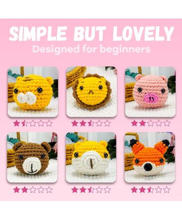 HEJIN Crochet Kit for Beginners - 6 PCS Animal Kit with Video Tutorials, Yarn, Eyes, Stuffing, Hook - Perfect Gift for Kids & Adults - Buy Online on SooperMarket.com