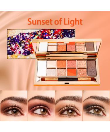 Glitter Eyeshadow Palette - 10 Highly Pigmented Shimmer & Matte Shades | Long-Lasting Velvety Texture | Includes Eyebrow Powder & Highlighter | Perfect Makeup Gift Set for All-Day Wear - Buy Online on SooperMarket.com