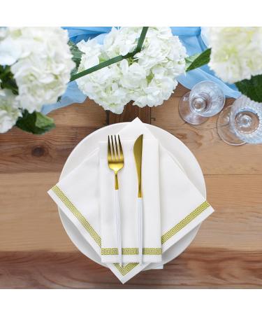 LEKOCH 50 PCs Premium Airlaid Napkins - Elegant White Design 40x40cm - High-Quality Disposable Napkins for Weddings & Events - Buy Online on SooperMarket.com