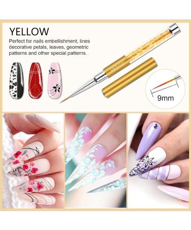 Saviland 6Pcs Nail Art Liner Brush Set with Crushed Diamond Rhinestone Handle - Sizes 7/9/11/13/15/21mm - Ideal for Nail Design and Painting - NO.1 Nail Art Brushes - Buy Online on SooperMarket.com