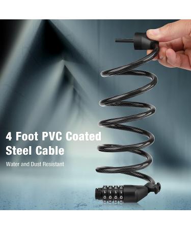 ValueMax 4FT Cable Bike Lock with Secure Mount Bracket | 4 Digit Resettable Combination for Bicycle/Scooter/Glass Door - Buy Online on SooperMarket.com