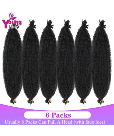 24 Inch Pre-Separated Springy Afro Twist Hair 6 Packs - Soft Synthetic Marley Twist Hair for Distressed Butterfly Locs - Ideal for Wrapping and Braiding - Black Women (1B) - Buy Online on SooperMarket.com