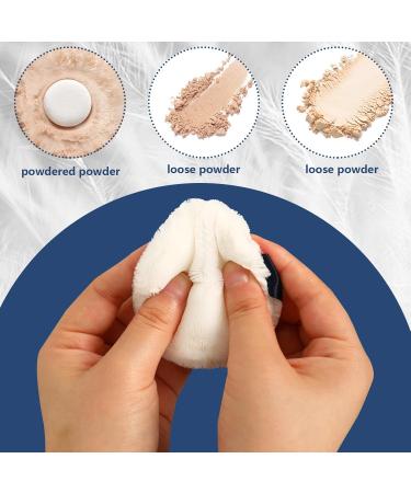 Whaline 4 Pack Velour Powder Puff - 2.9 Inch Washable Cotton Puffs with Ribbon & Case for Foundation Body & Loose Powder (White - Buy Online on SooperMarket.com
