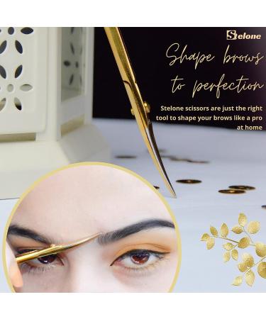 Stelone Professional Eyebrow Scissors - Small Curved Stainless Steel Beauty Scissor (Gold) - Buy Online on SooperMarket.com