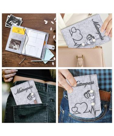 Motherpass Cover in Dark Gray | Felt Pregnancy Diary Organizer for Ultrasound Documents & Vaccination Pass - Perfect Gift for Expectant Mothers - Buy Online on SooperMarket.com