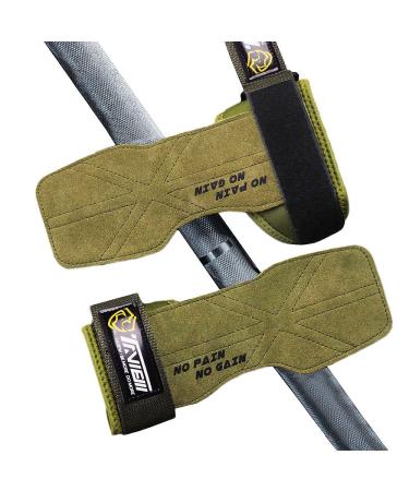 Premium Weight Lifting Wrist Hooks Straps for Maximum Grip Support - Deadlift Gloves and Grip Pads Alternative in Fitness Gym Power Training Like Pull Up Deadlifting & Shrugs (1 Pair) Green