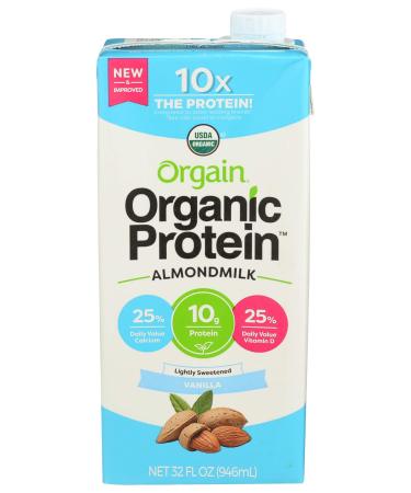 ORGAIN Organic Lightly Sweetened Vanilla Almond Milk, 32 FZ