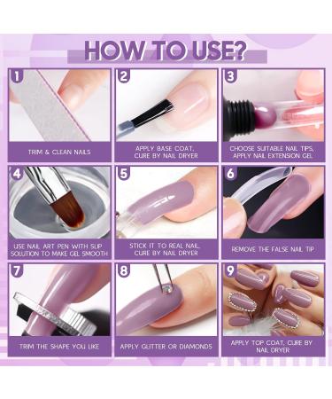 Janolia Amethyst Nail Extension Kit - UV Gel Starter Set with Nail Lamp Base & Top Coat for Perfect Nail Art Design - Buy Online on SooperMarket.com