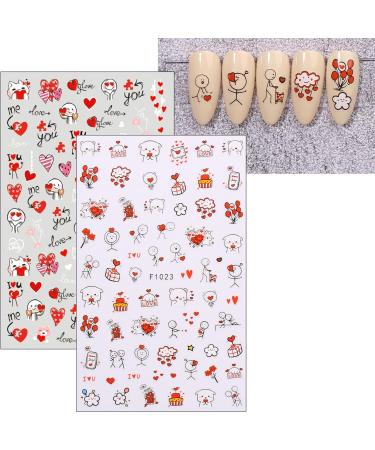 JMEOWIO 10 Sheets Valentines Day Heart Nail Art Stickers Decals Self-Adhesive Rose Love Nail Supplies Nail Art Design Decoration Accessories - Buy Online on SooperMarket.com
