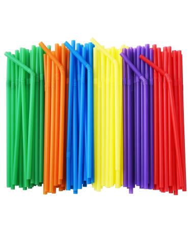 ALINK 500-Pack Solid Colors Flexible Drinking Straws Plastic Disposable Bendy Straws - 7.75" x 0.23"