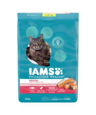 IAMS Proactive Health Dry Cat Food Adult - Indoor Weight & Hairball Care with Salmon Blue 7.26 kg (Pack of 1) 7.26 kg (Pack of 1) Cat Food
