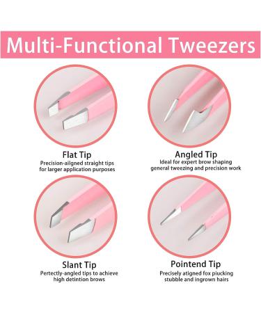 Professional Stainless Steel Tweezers Set - Precision Tools for Eyebrows, Facial Hair, and Blackhead Removal - Buy Online on SooperMarket.com