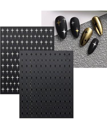 JMEOWIO 12 Sheets Colorful Star Nail Art Stickers Decals - Self-Adhesive Silver Design Decoration Supplies - Buy Online on SooperMarket.com