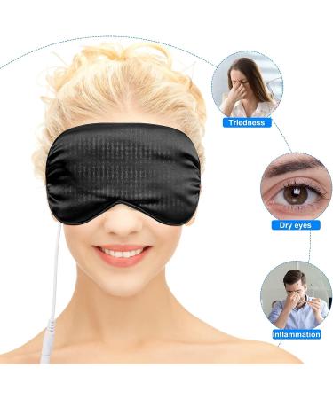 Silk Heated Eye Mask - USB Steam Warm Compress for Dry Eyes | Adjustable Temp Sleep Mask for Puffy Eyes | Relieves Chalazion, Blepharitis, Stye | 2 Pieces (Black/Grey) - Buy Online on SooperMarket.com