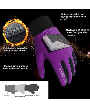 Amrta Kids Winter Gloves - Waterproof Thermal Mittens for Boys and Girls - Anti-Slip - Touchscreen - Purple Large - Buy Online on SooperMarket.com