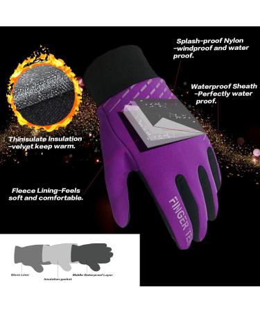 Finger Ten Winter Gloves for Kids (2-15 Years) - Lightweight Touchscreen Windproof Ideal for Sports & Outdoor Activities - Sizes XS to XL - Violet - Buy Online on SooperMarket.com