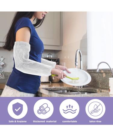 100 Piece Waterproof PE Arm Sleeves Covers - Elastic Cuff, Long Arm Protectors - 16 x 8.7 Inch White - Buy Online on SooperMarket.com